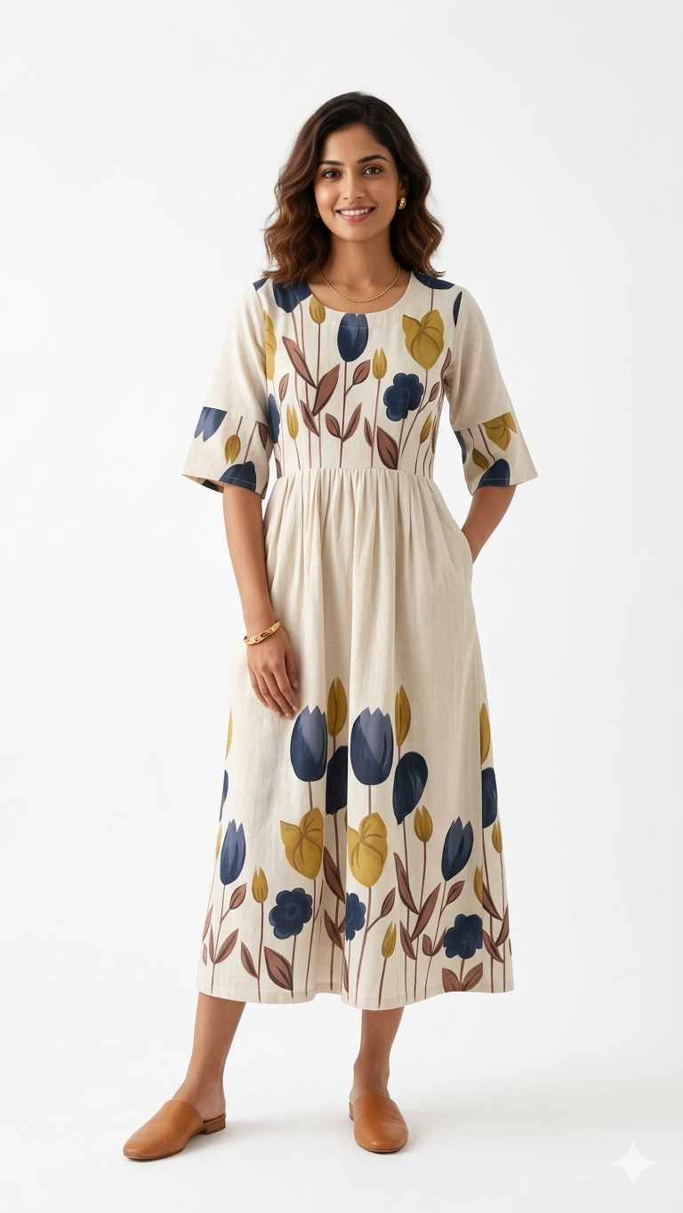 Mustard Ruffle Hem Floral Print Maxi Dress