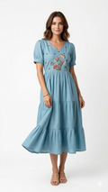 Mustard Dotted Print Gathered Maxi Dress