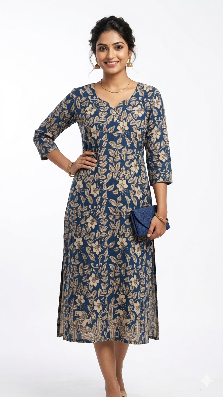 The Indigo Kalamkari dress