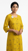 Mustard Yellow Floral Print Kurta