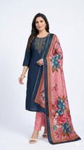 Navy Floral Elegance Kurta Set