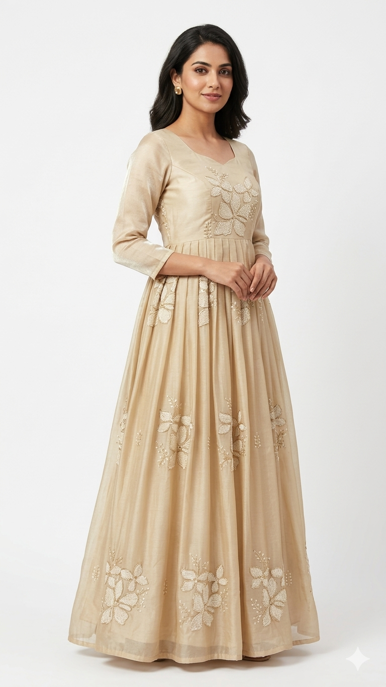 Beige/Gold Long Dress