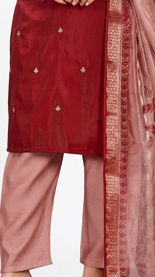 Royal Red Embroidered Kurta Pant Dupatta Set