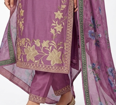Lavender Gold Festive Kurta Suit Set