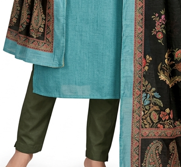Teal Charm Kurta Pant Dupatta Set