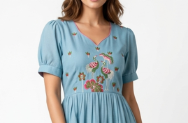 Mustard Dotted Print Gathered Maxi Dress